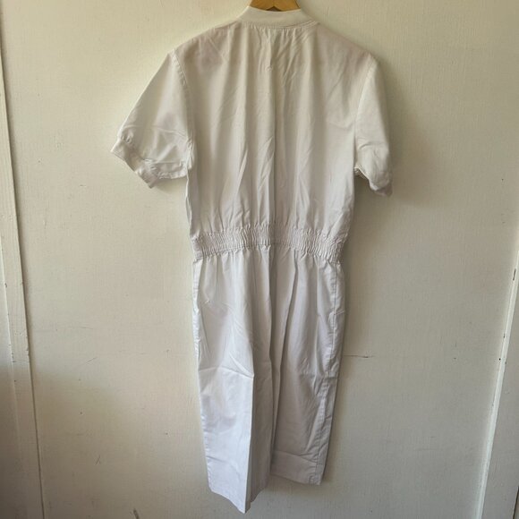 Elan VTG Nursing Uniform Dress Womens Large White Pockets Elastic Waist Buttons - Picture 6 of 6